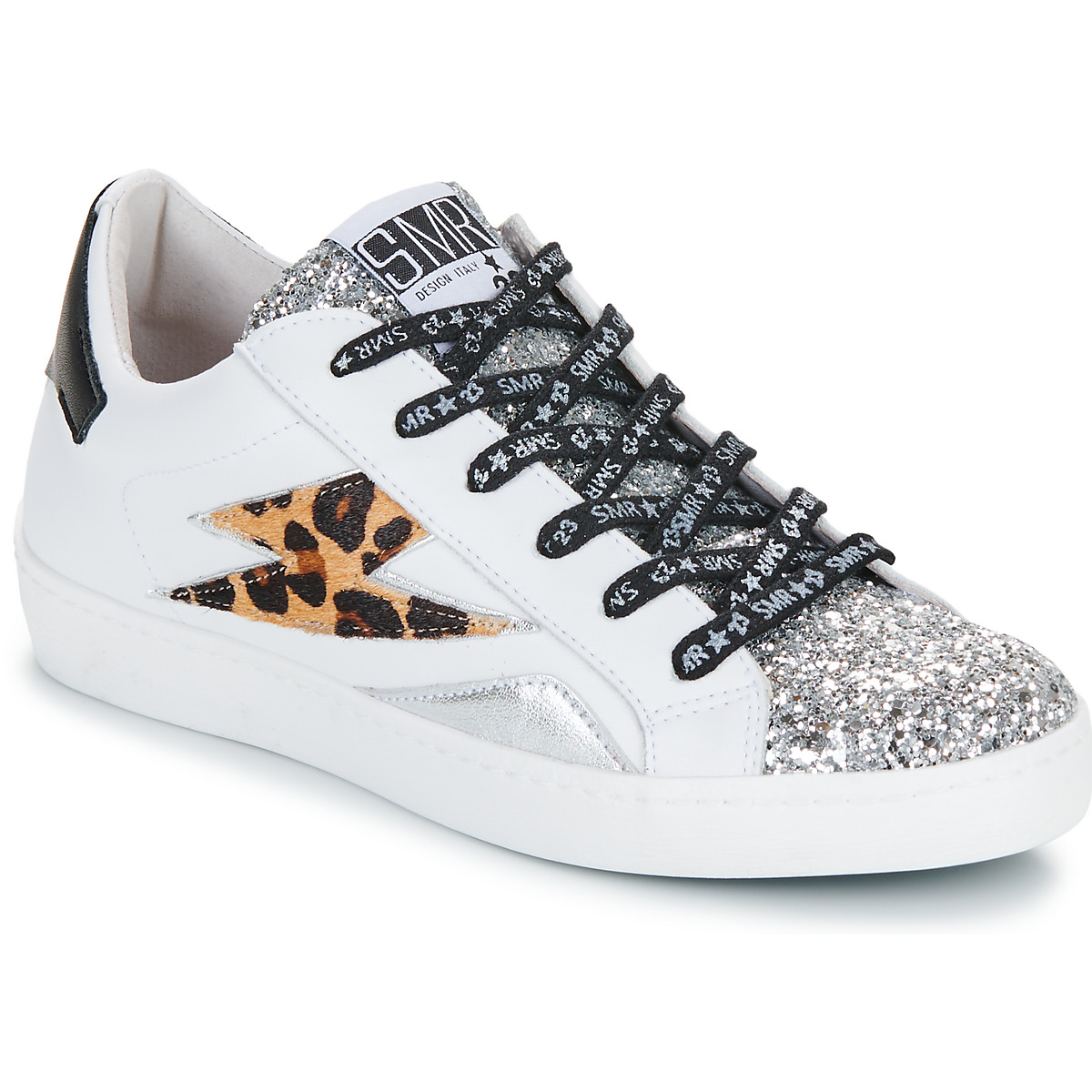 Sapatos Mulher Sapatilhas Semerdjian LARRY Branco / Leopardo / Prata