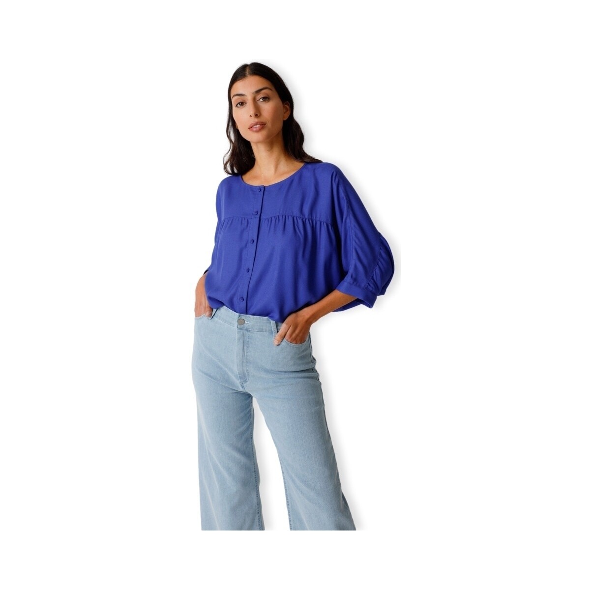 Textil Mulher Tops / Blusas Skfk Camisa Tilde - Royal Blue Azul