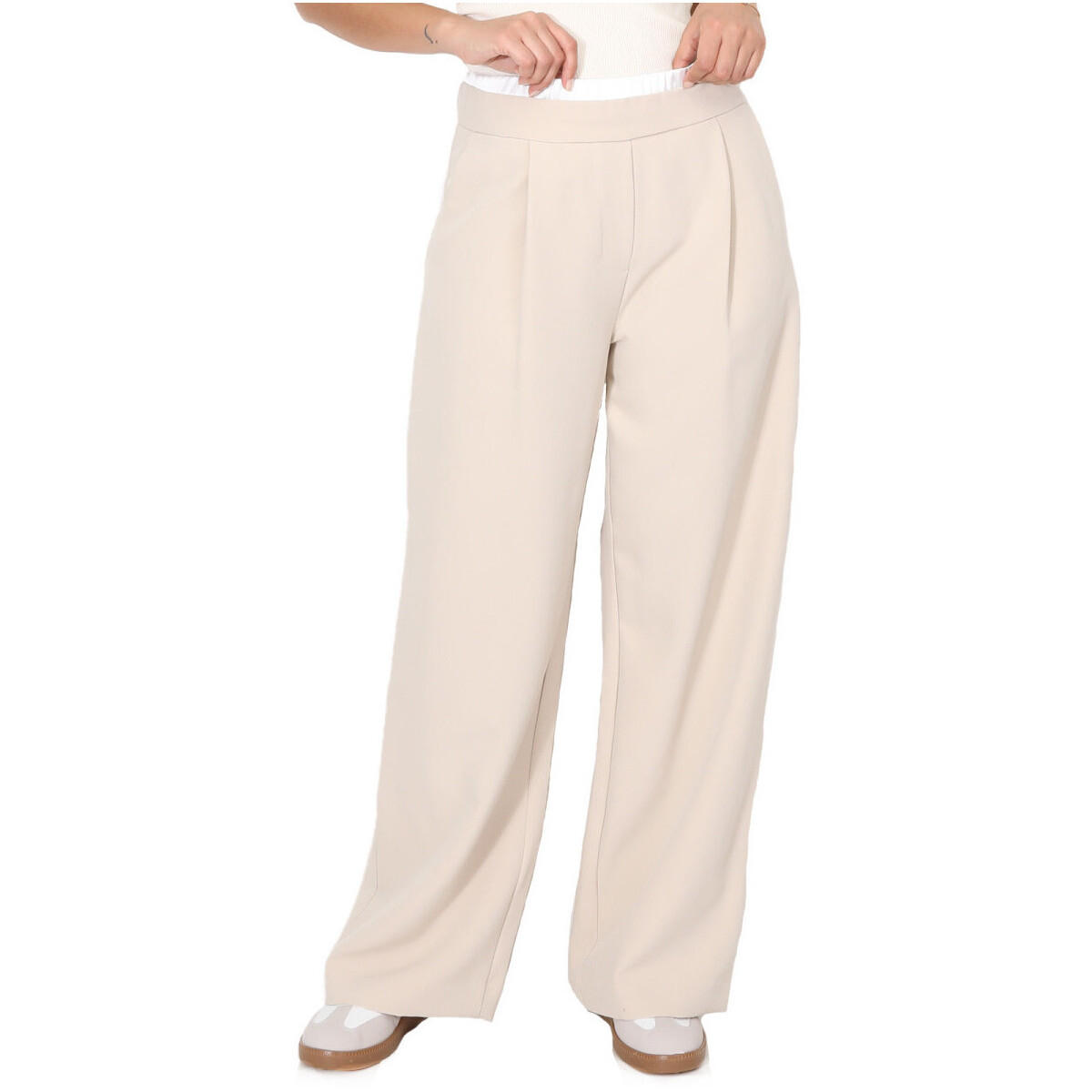 Textil Mulher Calças La Modeuse 71379_P167782 Bege