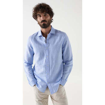 Textil Homem Camisas mangas comprida Salsa 21007688-810-3-1 Azul