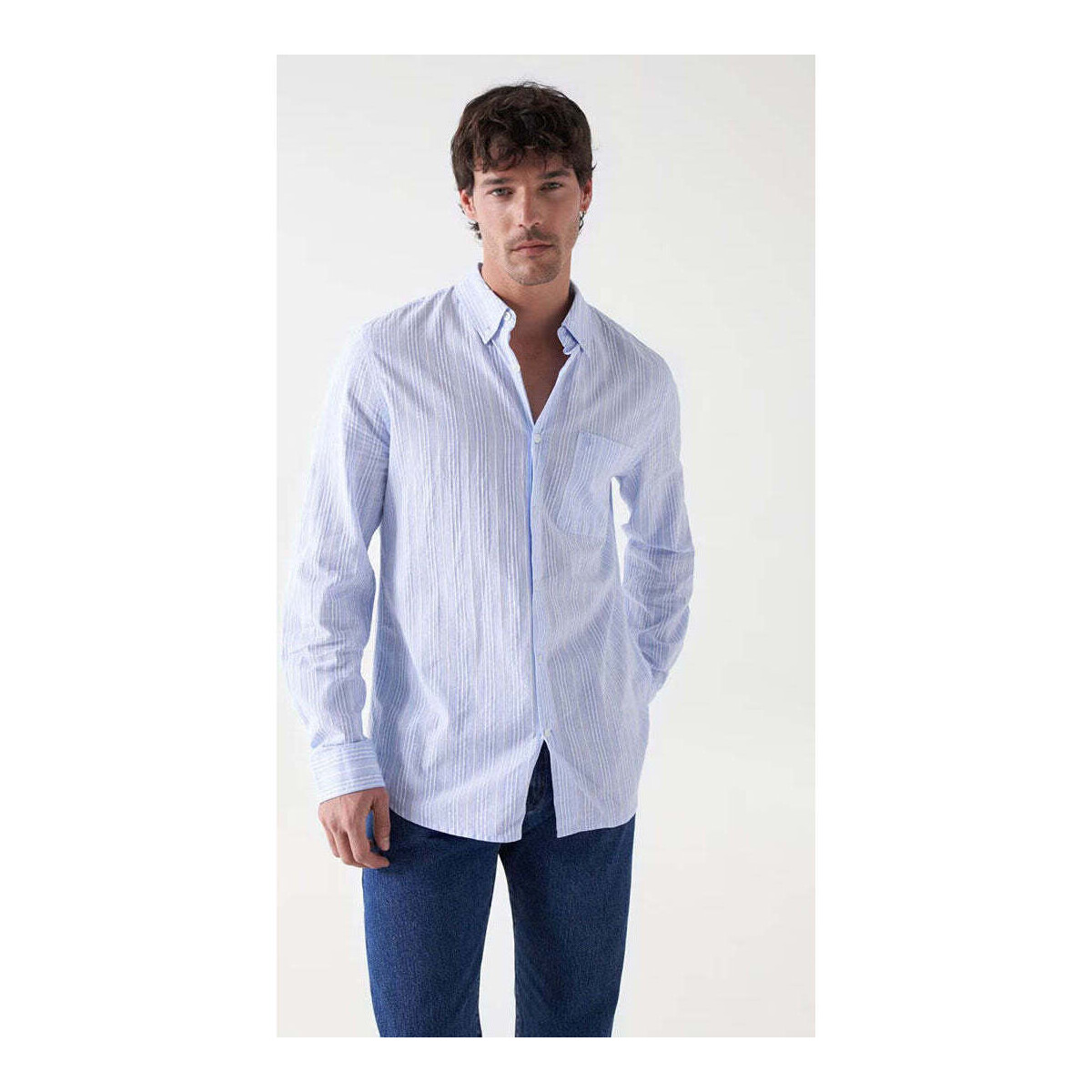 Textil Homem Camisas mangas comprida Salsa 21007696-810-3-1 Azul