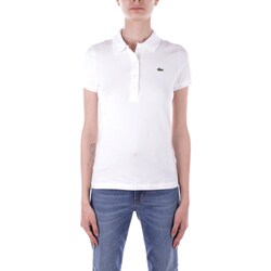 Textil Mulher T-Shirt mangas curtas natural Lacoste DF3443 Branco