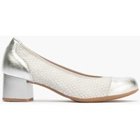 Sapatos Mulher Escarpim Pitillos Zapatos de salón de mujer con piel combinada con textil con Prata
