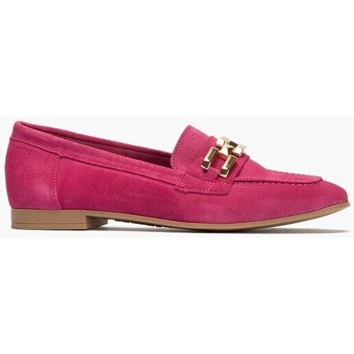 Sapatos Mulher Escarpim Pitillos Mocasines de mujer en serraje con adorno y tacón bajo ROSA Rosa