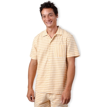 Textil Homem Camisas mangas comprida Brava Fabrics Camisa Stripes Overshirt - Sand Amarelo