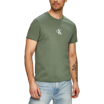 Textil Homem T-Shirt mangas curtas Calvin Logo Klein Jeans KM0KM00971 Verde