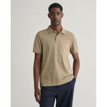 Textil Homem T-shirts pattern e Pólos Gant Polo em algodão piqué Shield regular fit Bege
