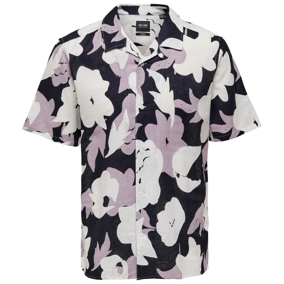 Textil Homem Camisas mangas curtas Only & Sons  ONSTREV REG CTN LIN AOP SS SHIRT NOOS - 22025125 Violeta