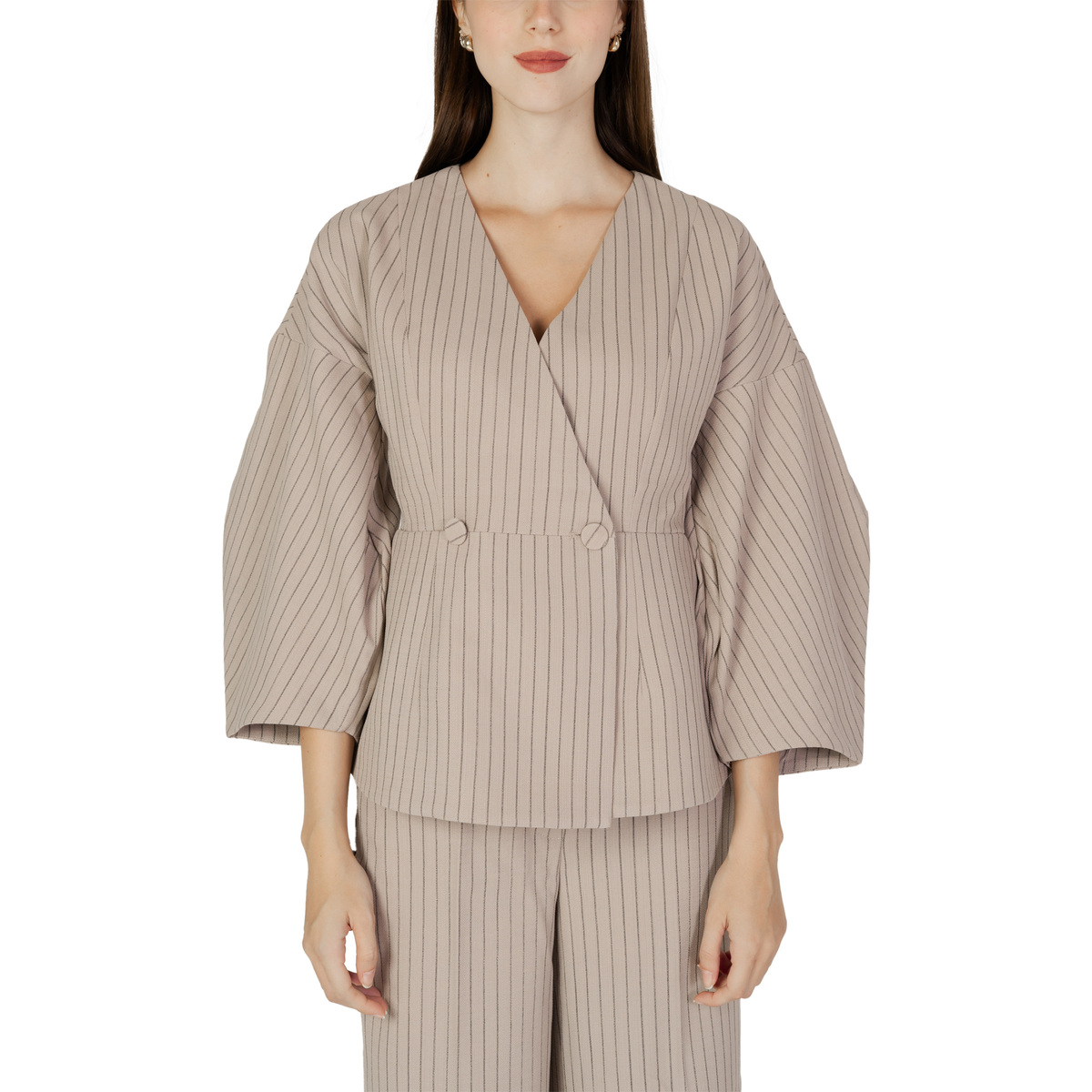 Textil Mulher Casacos/Blazers Aware VMGRACE V-NECK 7/8 BLAZER VMA 10294380 Bege