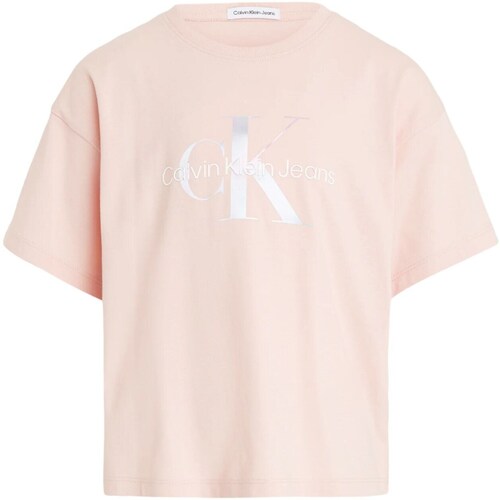 Textil Rapariga T-Shirt mangas curtas Calvin Klein JEANS the IG0IG02434 Rosa