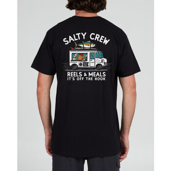 Textil Homem T-shirts plain e Pólos Salty Crew Reels & meals premium s/s tee Preto