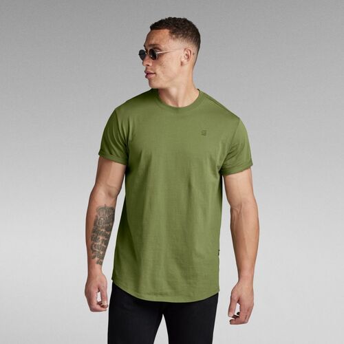 Textil Homem patchwork logo-print 3 4-sleeve T-shirt G-Star Raw D16396 B353 LASH-724 SAGE Verde