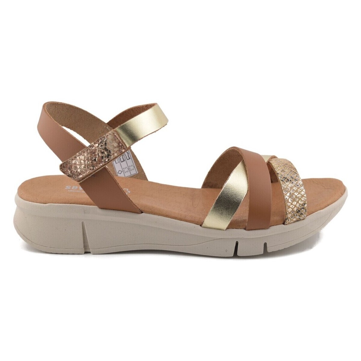 Sapatos Mulher Sandálias Cbp - Conbuenpie Sandálias em pele castanha e dourada Castanho