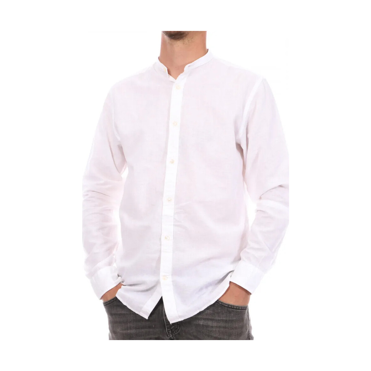 Textil Homem Camisas mangas comprida Jack & Jones  Branco