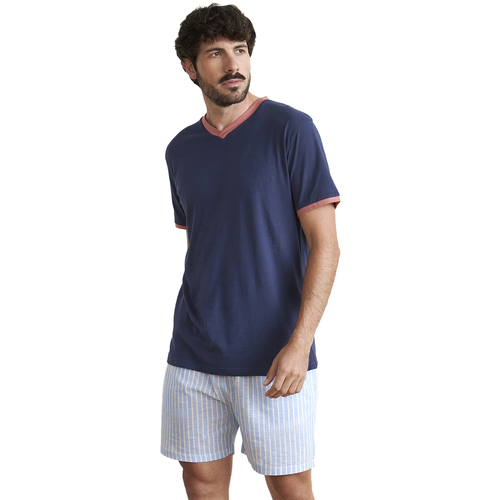 Textil Homem Pijamas / Camisas de dormir J&j Brothers JJBEH5801 Marinho