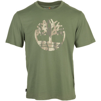 Timberland Camo Tree Logo Short Sleeve Verde
