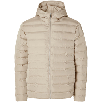 Selected Barry Quilted Hooded Jacket Pure Cashmere Bege