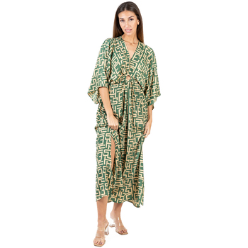 Textil Mulher Vestidos compridos Isla Bonita By Sigris A garantia do preço mais baixo Verde