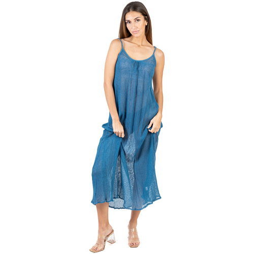 Textil Mulher Vestidos compridos Isla Bonita By Sigris A garantia do preço mais baixo Azul