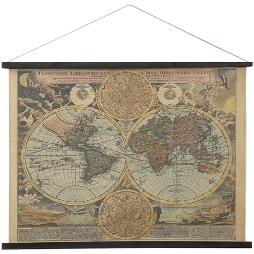 Casa Quadros / telas Signes Grimalt Tela Rolável Do Mapa Mundial Cinza