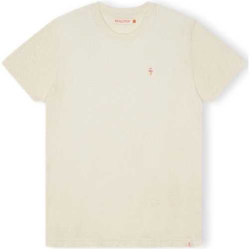 Textil Homem T-shirts e Pólos Revolution T-Shirt Regular 1364 FLA - Off White/Mel Branco
