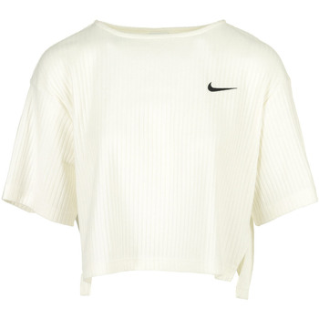 Textil Mulher T-Shirt mangas curtas juillet Nike Wms Nsw Rib Jersey Top Branco