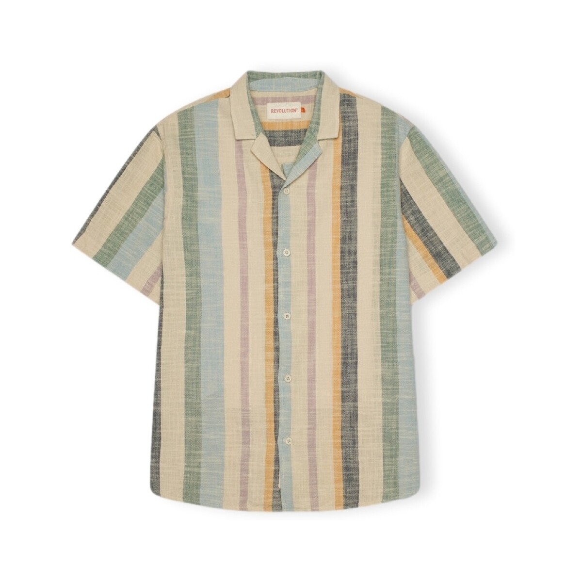 Textil Homem Camisas mangas comprida Rvlt Revolution Camisa Cuban S/S 3918 - Dustgreen Multicolor