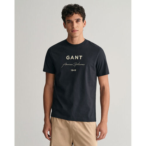 Textil Homem Capa de edredão Gant T-shirt com estampado  Script Graphic Preto