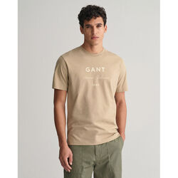 Textil Homem T-shirts e Pólos Gant T-shirt com estampado  Script Graphic Bege