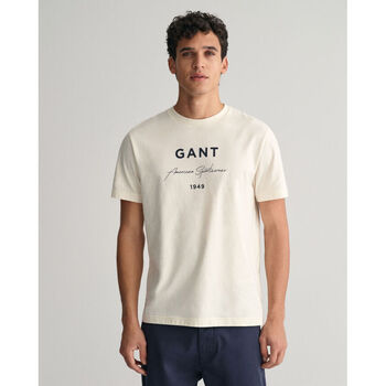 Textil Homem Capa de edredão Gant T-shirt com estampado  Script Graphic Bege
