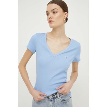 Textil Mulher T-shirts e Pólos Tommy Jeans DW0DW17385 Azul