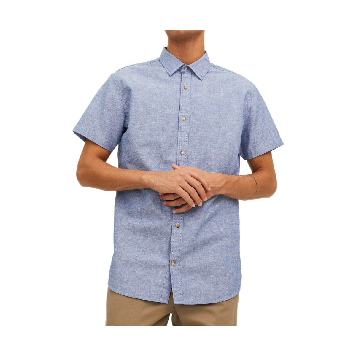 Textil Homem Camisas mangas curtas Jack & Jones  Azul
