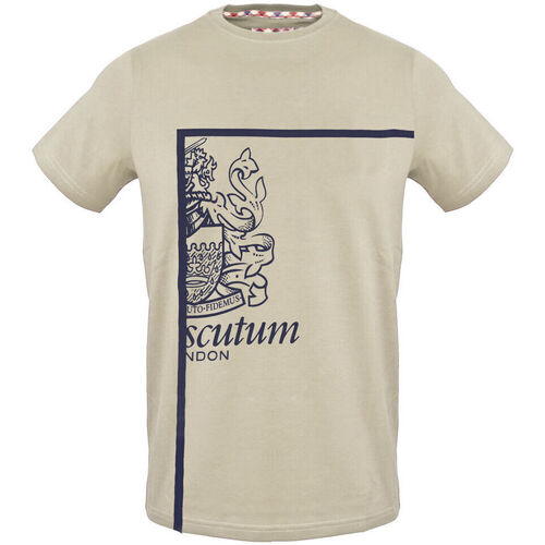 Textil Homem T-Shirt mangas curtas Aquascutum tsia127 12 brown Castanho