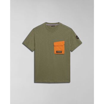 Textil Homem T-shirts e Pólos Napapijri S-TEPEES NP0A4HQJ-GAE1 GREEN LICHEN Verde