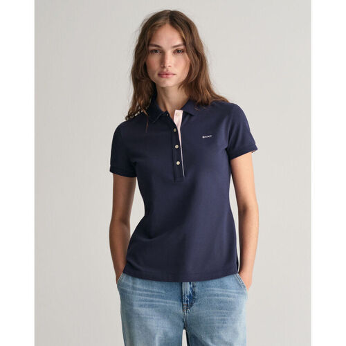 Textil Mulher T-shirts e Pólos Gant Polo piqué com colarinho contrastante Azul