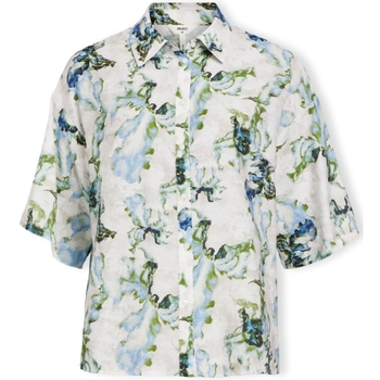 Textil Mulher Tops / Blusas Object Camisa Jidda S/S - White Sand Azul