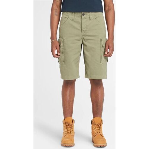 Textil Homem Shorts / Bermudas bianco Timberland TB0A5U1B - BROOKLINE TWILL CARGO SHORT-5901 CASSEL EARTH Verde