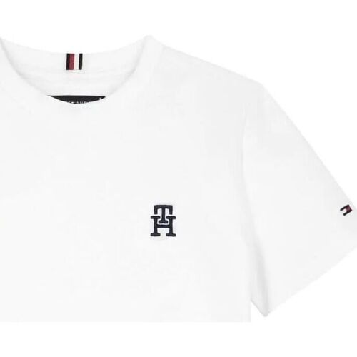 Textil Rapaz T-shirts e Pólos Tommy Hilfiger KB0KB08820 PIQUET MONOGRAM TEE-YBR WHITE Branco