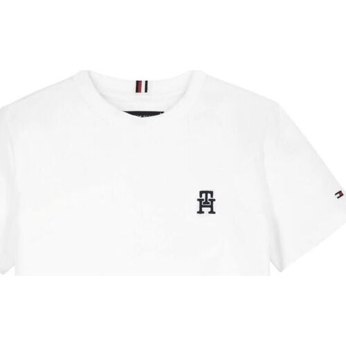 Textil Rapaz T-shirts e Pólos Tommy Hilfiger KB0KB08820 PIQUET MONOGRAM TEE-YBR WHITE Branco