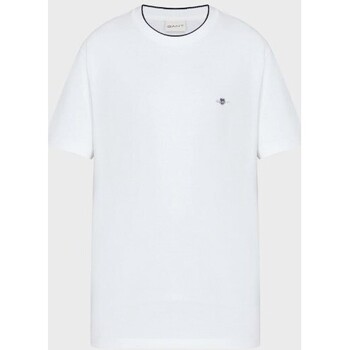 Textil Homem Capa de edredão Gant T-Shirt em Piqué Regular Fit Branco