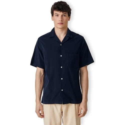 Textil Homem Camisas mangas comprida Portuguese Flannel Camisa Cord Camp Collar - Navy Azul