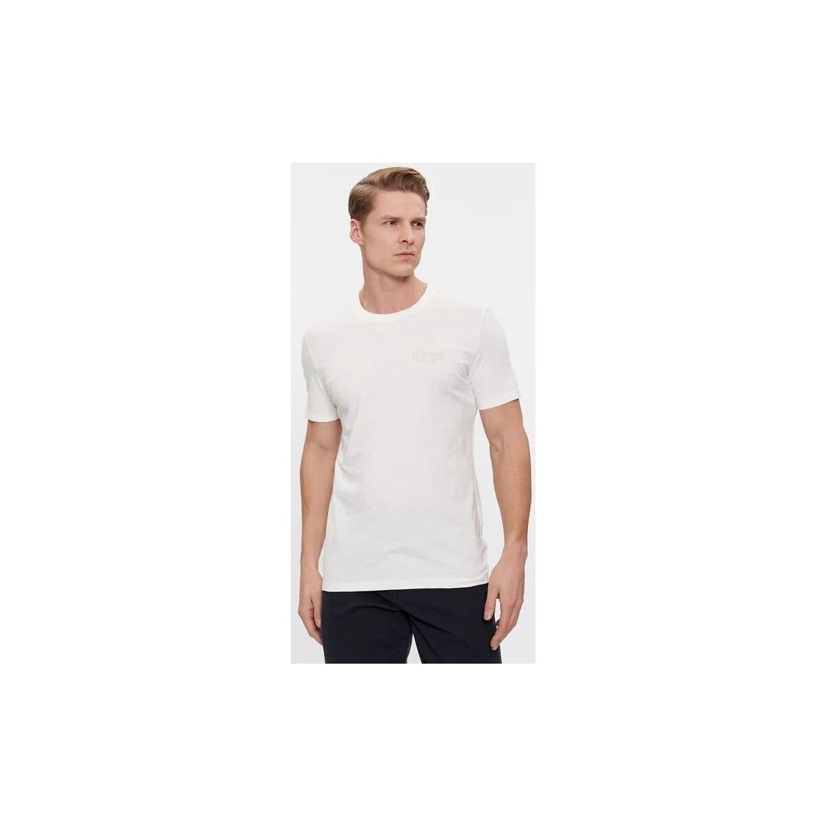 Textil Homem T-shirts e Pólos Guess M4RI49 KBL31 TREATED ITALIC-G018 SALT WHITE Branco