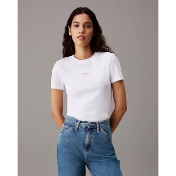 Textil Mulher T-shirts e Pólos Calvin Klein Jeans J20J223552 Branco
