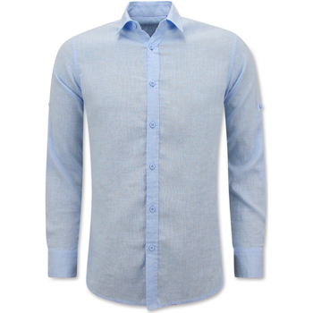Textil Homem Camisas mangas comprida Enos 151364284 Azul