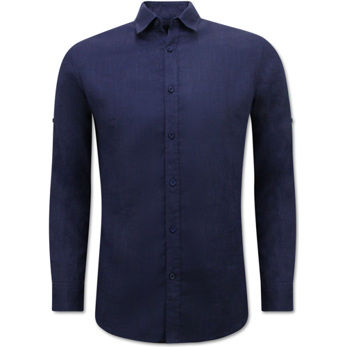 Textil Homem Camisas mangas comprida Enos 151377408 Azul