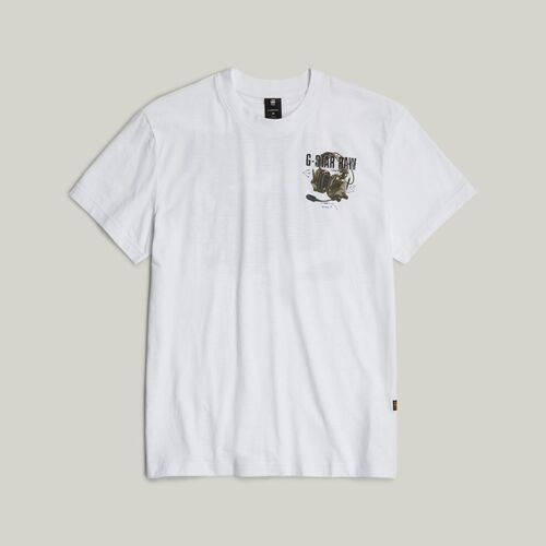 Textil Homem T-shirts e Pólos G-Star Raw D24687-C372 HEADPHONES-110 WHITE Branco