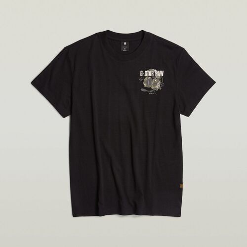 Textil Homem T-shirts e Pólos G-Star Raw D24687-C372 HEADPHONES-DK BLACK Preto