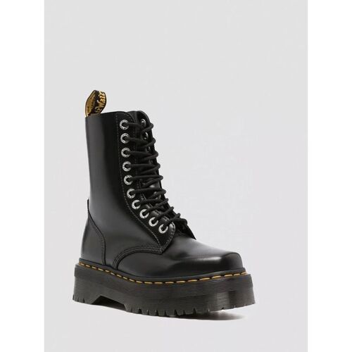 Sapatos Mulher Botas Dr. Martens 31147001 - 1490QUAD SQUARED-POLISHED SMOOTH BLACK Preto