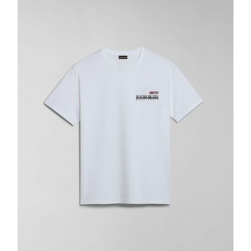 Textil Homem T-shirts e Pólos Napapijri D-COLVILLE NP0A4HS5-002 BRIGHT WHITE Branco