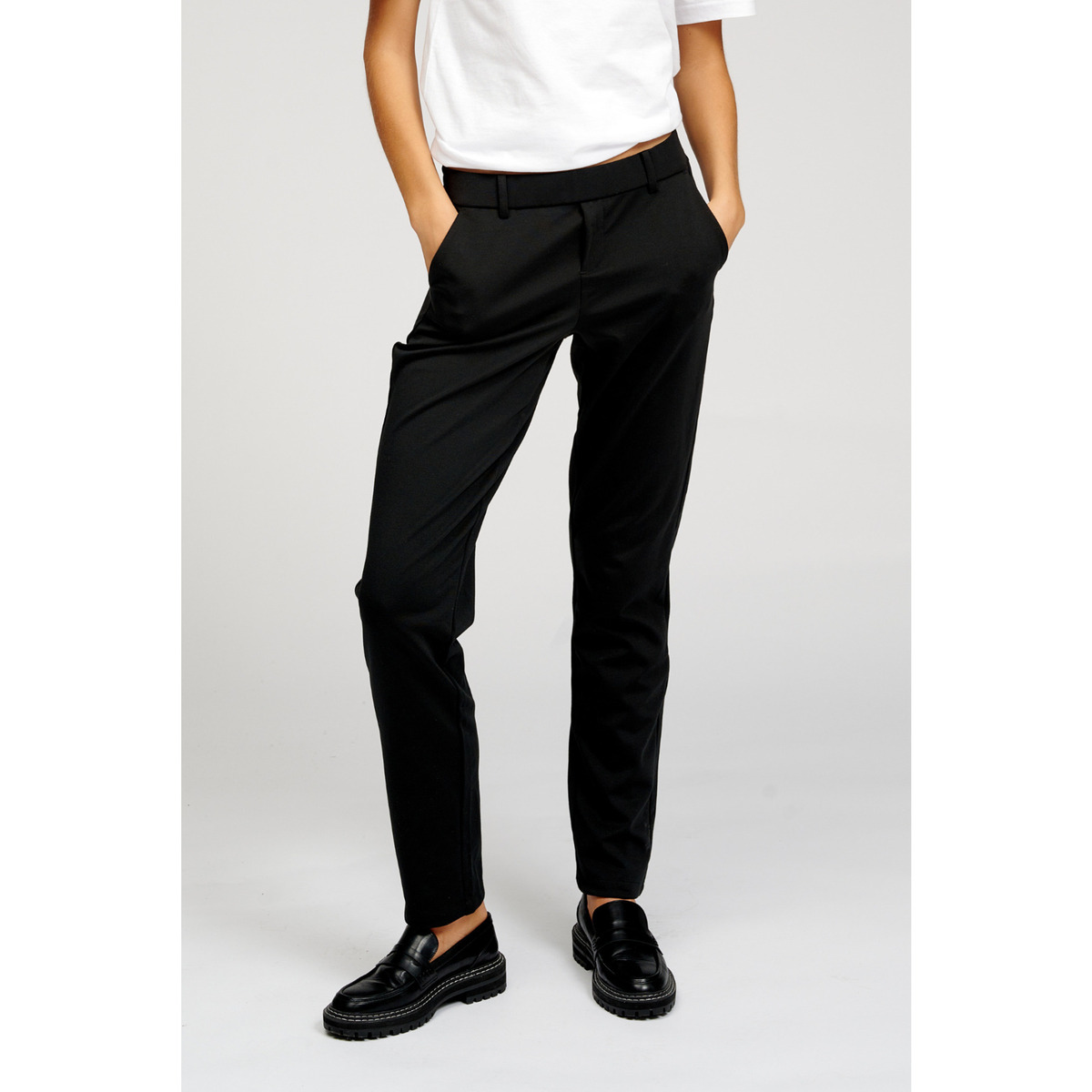 Textil Mulher Chinos Teeshoppen Calças Performance Original - Bege Preto